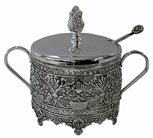 L'Shanah Tovah Happy&Healthy Decorative Dish Silver Plated/Glass 44181B - 4 inch  H