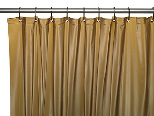 Park Avenue Deluxe Collection Park Avenue Deluxe Collection Hotel Collection 8 Gauge Vinyl Shower Curtain Liner w/ Weighted Magnets and Metal Grommets in Gold