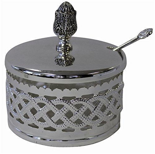 L'Shanah Tovah Happy&Healthy Decorative Dish Silver Plated/Glass 42391D - 3.5 inch  H