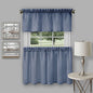 Ben&Jonah Collection Richmond Window Kitchen Curtain Tier Pair and Valance Set - 58 x 36/58x14 - Navy