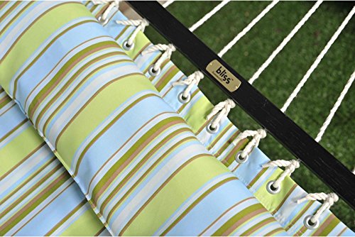Patio Bliss Oversized Hammock with Spreader Bars and Pillow DOUBLE LAYER - Red Orange & Yellow Stripes