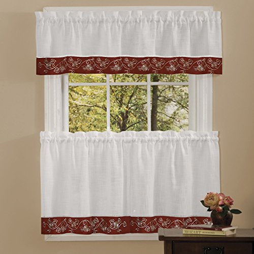 Ben&Jonah Collection Oakwood 58x36 Window Curtain Tier Pair - Burgundy
