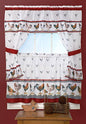Ben&Jonah Collection Top of the Morning Cottage Window Curtain Set - 57x36 Tier Pair/57x36 Tailored Topper with attached valance and tiebacks. - Black/White