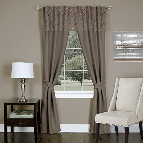 Ben&Jonah Collection Trellis - 5 Piece Window Curtain Set - 55x84 - Toffee
