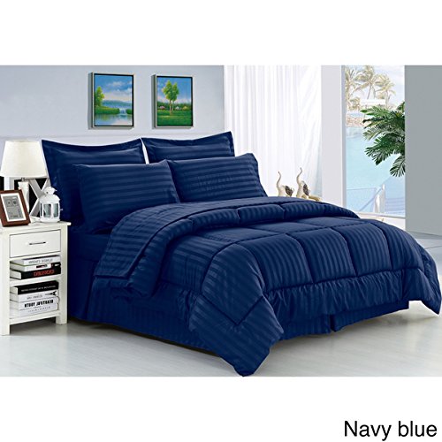 Ben&Jonah Designer Plush Queen 5 Piece Down Alternative Comforter Set - Navy