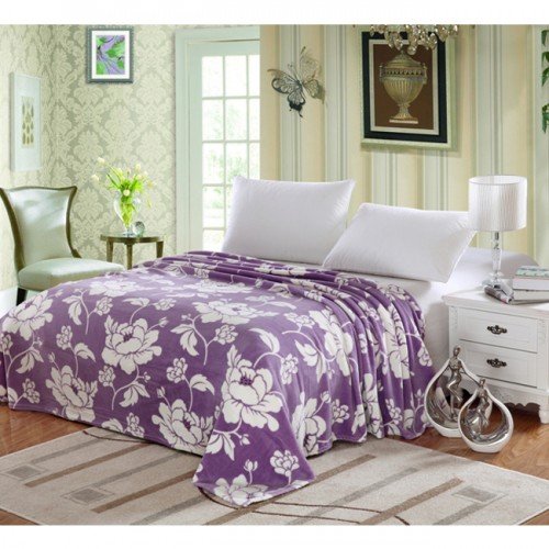 Ben&Jonah Designer Plush Queen MadisonÂ Micro Fleece Jacquard Blanket -Purple