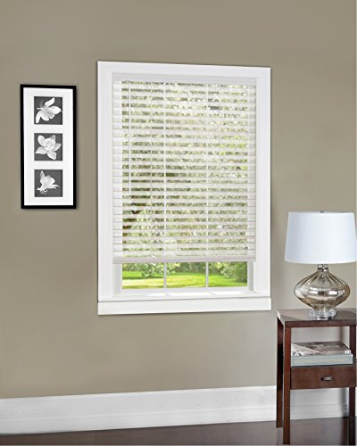 Plantation Collection Set of 2 Cordless Light Vane 2-Inch Sheer Mesh Fabric Blinds - White - 29 inch  x 64 inch  (Actual Measurement 28.5 inch  x 64 inch ) (Actual Measurement 28.5 inch  x 64 inch )