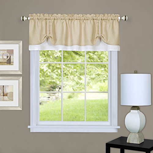 Ben&Jonah Collection Darcy Window Curtain Valance 58x14 - Tan/White