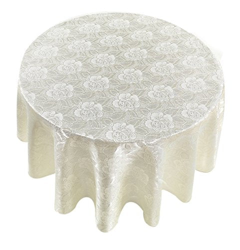 Park Avenue Deluxe Collection Park Avenue Deluxe Collection  inch Rose Damask inch  70 inch  Round Fabric Tablecloth in Ivory