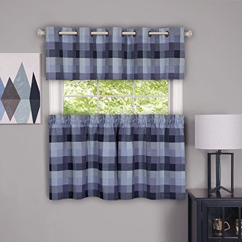 Ben&Jonah Collection Harvard - Window Curtain Tier Pair - 57x24 Blue