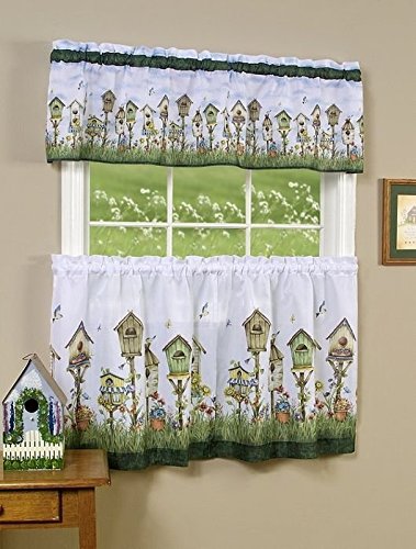 Park Avenue Collection Home Sweet Home Printed Tier and Valance set 58x36 Tier Pair and 58x13 Valance - Multi