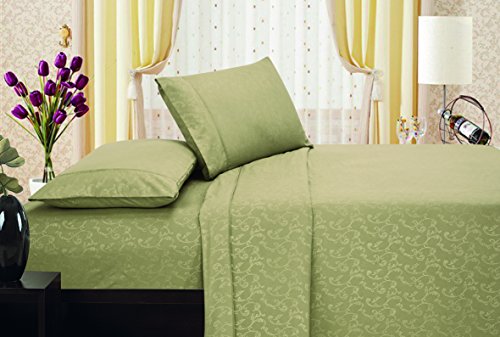 Ben&Jonah Designer Plush Twin Flower Embossed Sheet Set -Khaki