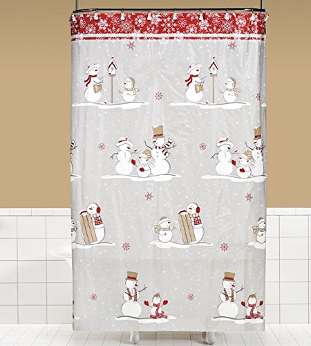 Snow Flurry PEVA Non-Toxic Shower Curtain (70 inch  x 72 inch )