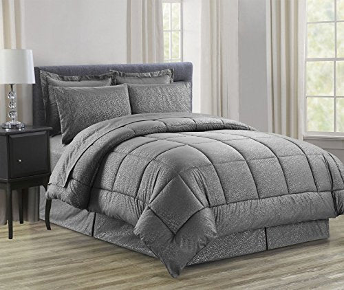 Ben&Jonah King Size 8Â Piece Vine Down Alternative Bed N BagÂ  (100 inch  x 86 inch ) - Grey