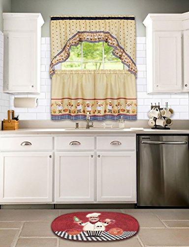 Ben&Jonah Collection Cucina - Printed Tier and Swag Window Curtain Set - 57x24 - Multi