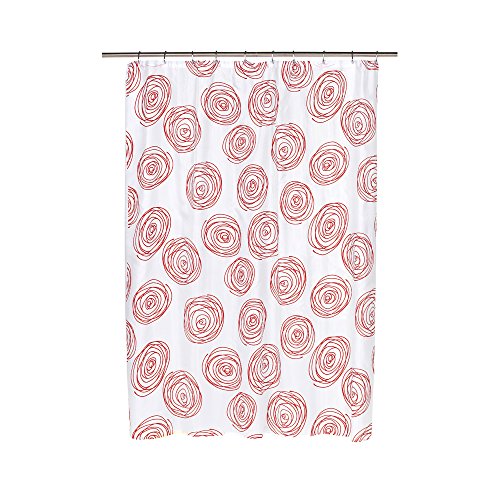 Park Avenue Deluxe Collection Park Avenue Deluxe Collection  inch Lucerne inch  Fabric Shower Curtain with Poly Taffeta Flocking in Red/White