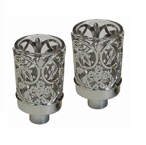 5th Avenue Collection Neronim Set of 2 Candle Holders Nickel Plated 3 inch H