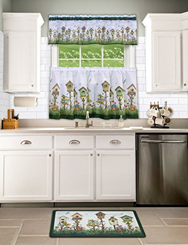 Ben&Jonah Collection Home Sweet Home Printed Tier and Valance Window Curtain set 58x36 Tier Pair and 58x13 Valance - Multi