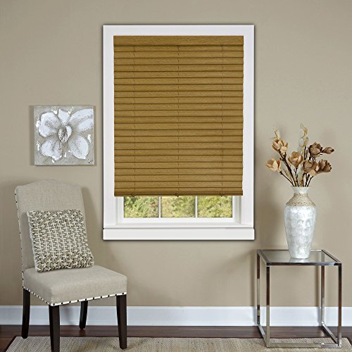 Plantation Collection Cordless Vinyl Venetian 2-Inch Mini Blind - Woodtone - 35 inch  x 64 inch  (Actual Measurement 34.5 inch  x 64 inch ) (Actual Measurement 34.5 inch  x 64 inch )