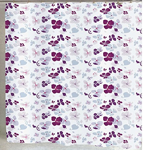 BenandJonah Collection Extra Wide 108 x 72 inch  Fl0wer Party Design Fabric Shower Curtain