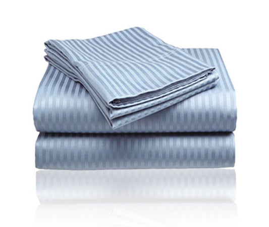 Cozy Home 1800 Series Embossed Striped 4-Piece Sheet Set Queen - Light Blue