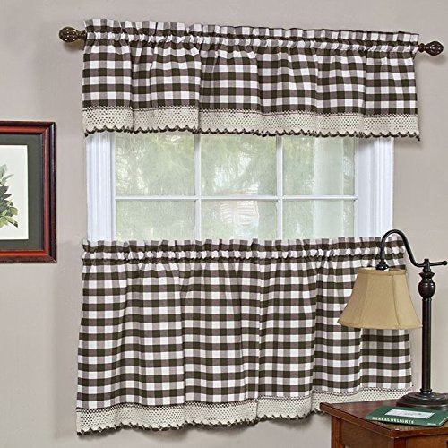 Park Avenue Collection Buffalo Check Tier Pair - 58x36 - Chocolate