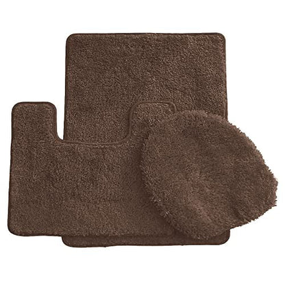Simple Elegance by Ben&Jonah 3 Piece Bath Rug Set: 1 Bath Rug , 1 Contour Mat and 1 Toilet Seat Cover