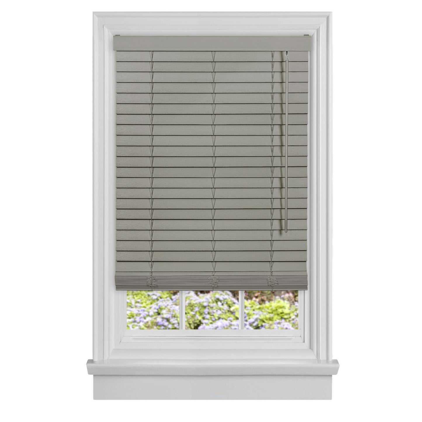 Traditional Elegance Cordless Madera Falsa 2" Faux Wood Plantation Blind 30x64 - Grey
