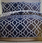 Comfortable Elegance Blue Mosaico Queen Size Reversible 3-Piece Quilt Set: 1 Quilt (86" x 86") and 2 Pillow Shams (20" x 26")