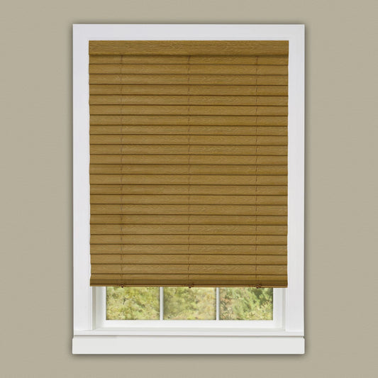 Traditional Elegance Cordless Eclipse 2" Vinyl Venetian Blind with 2 in. Valance 29x64 - Woodtone