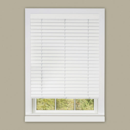 Traditional Elegance Cordless Eclipse 2" Vinyl Venetian Blind with 2 in. Valance 39x64 - White