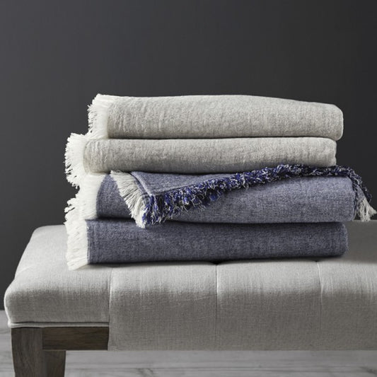 Prime Linens Collection Ruffled Linen Color Throw Blanket (50" x 70")