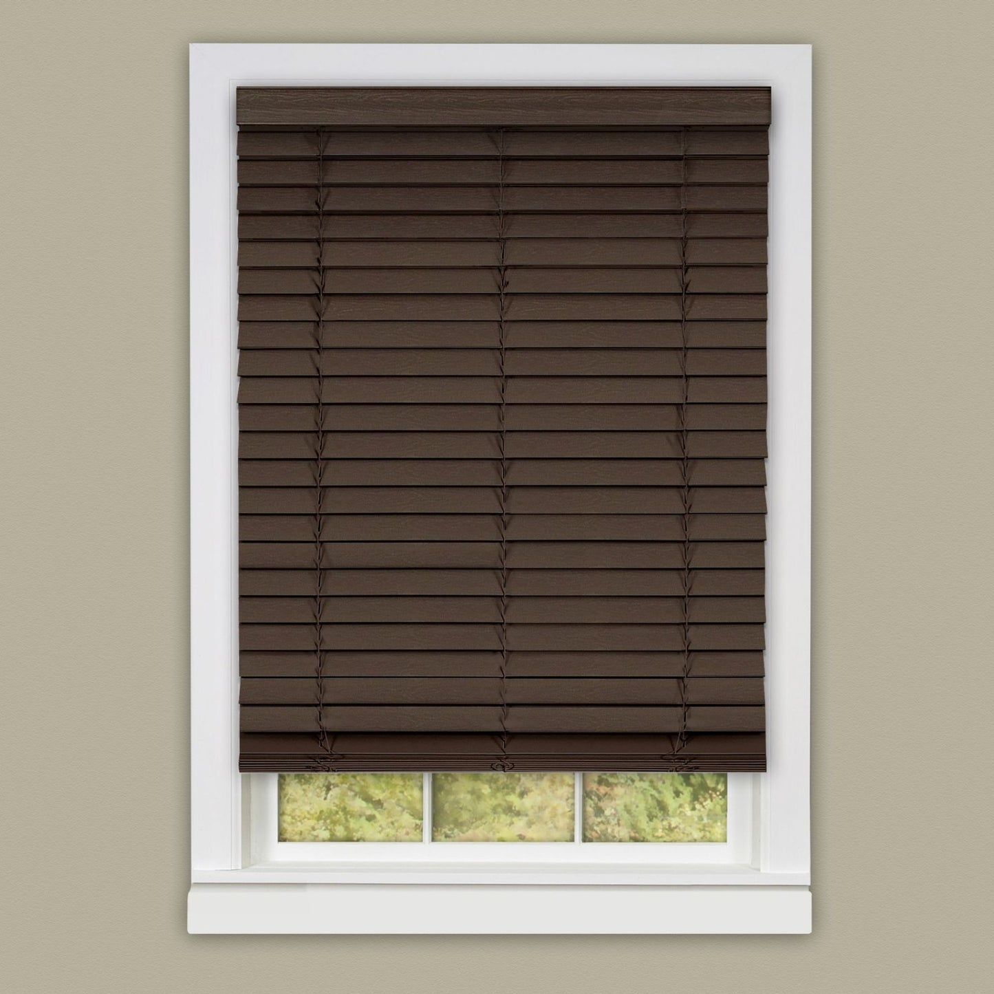 Traditional Elegance Cordless Madera Falsa 2" Faux Wood Plantation Blind 29x64 - Mahogany