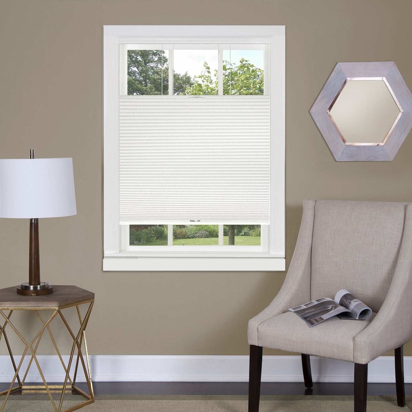 Traditional Elegance Top Down-Bottom Up Cordless Honeycomb Cellular Shade 27x64 White