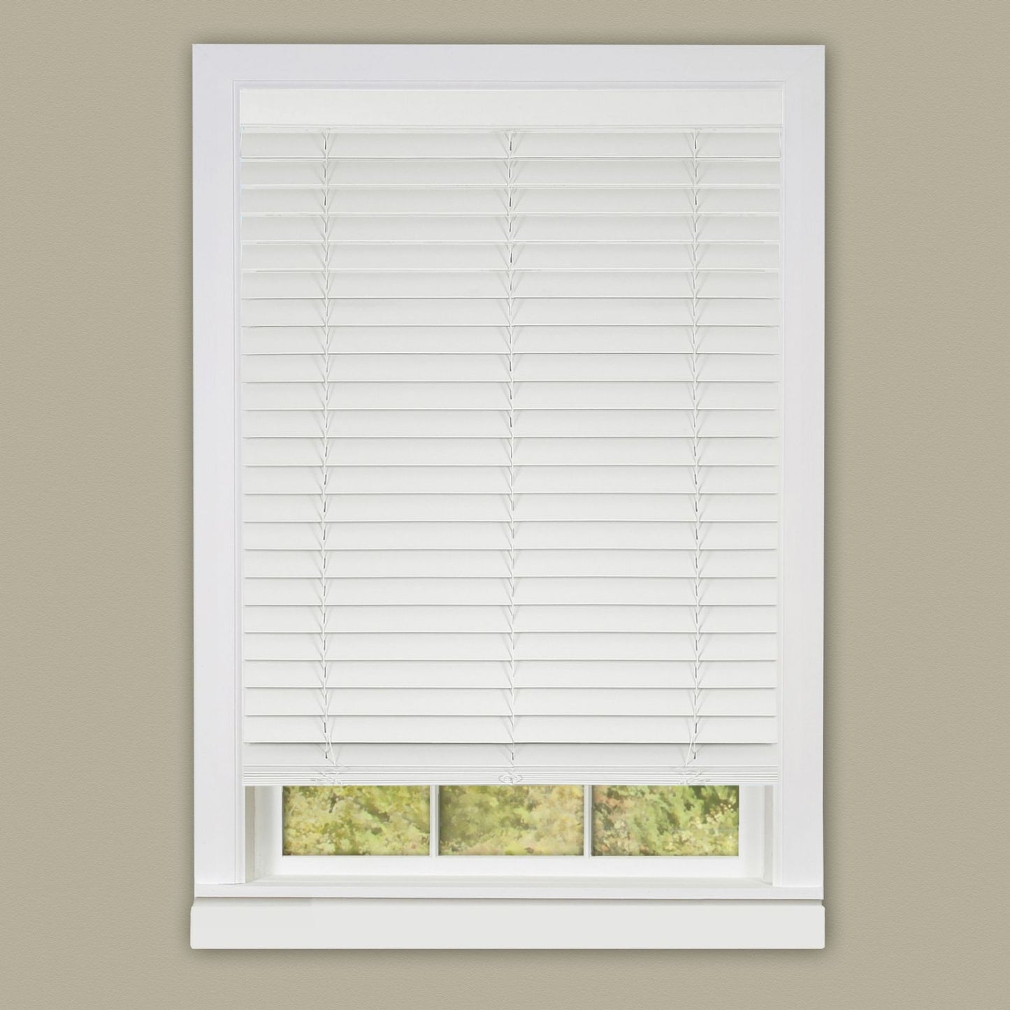 Traditional Elegance Cordless Madera Falsa 2" Faux Wood Plantation Blind 29x64 - White